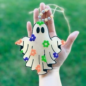 Colorful Ghost Car Freshie with Beaded String